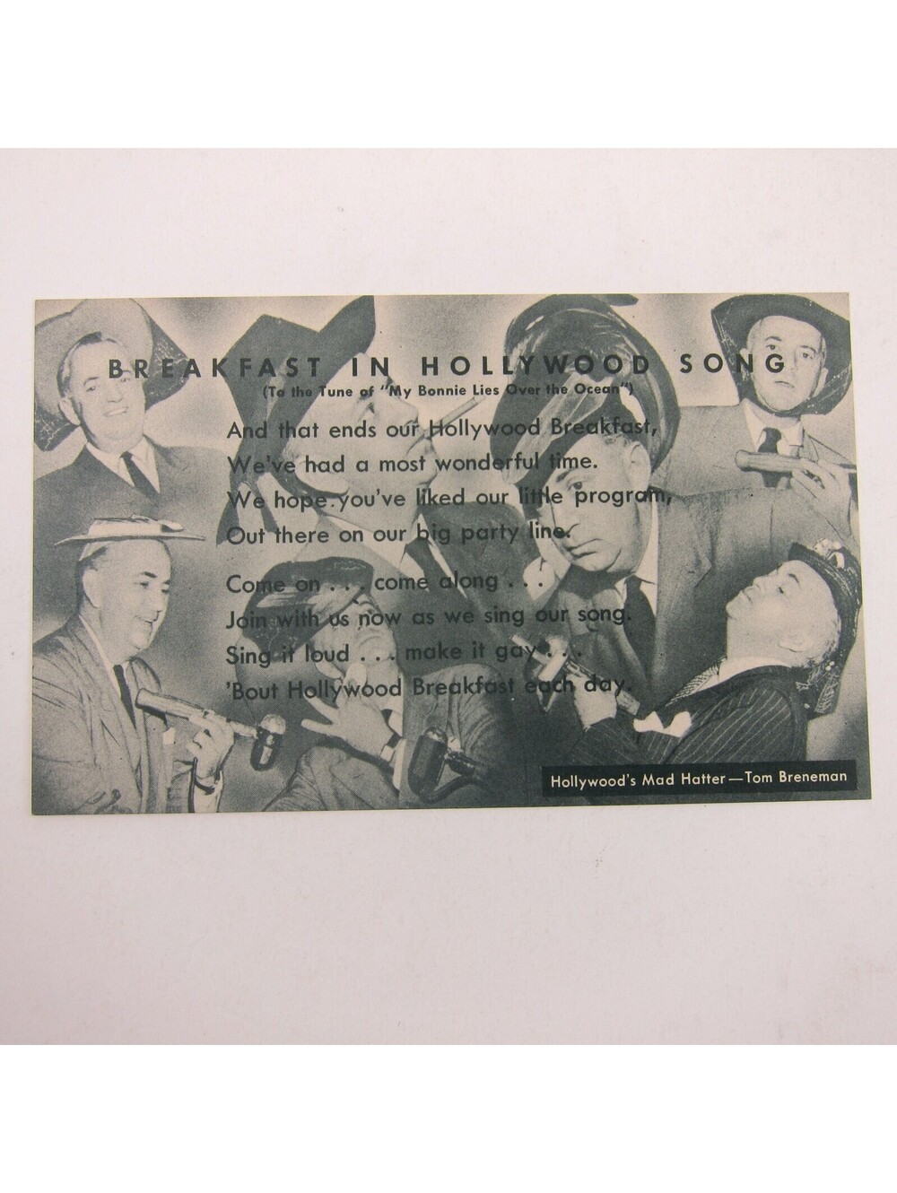 Postcard Tom Breneman Breakfast In Hollywood Song Vintage 1945 Kellogg Unposted